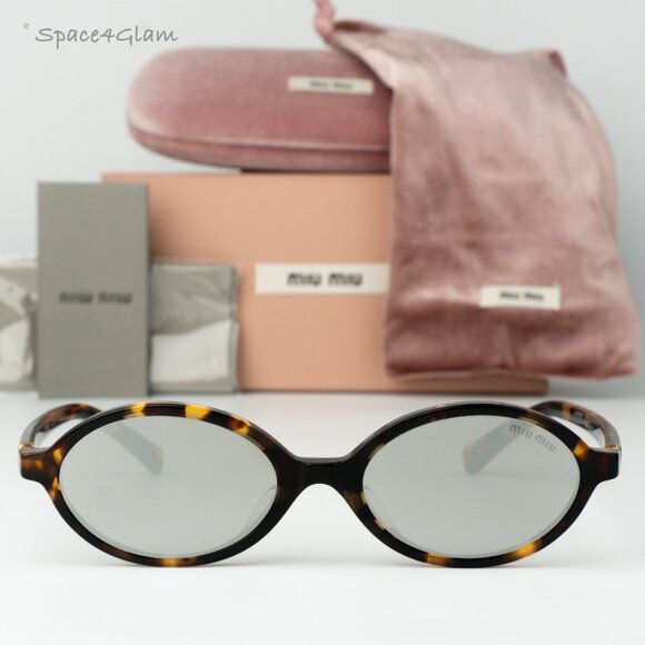 Miu Miu Women Sunglasses Havana Grey Mirror Silver MU04ZSF VAU07F REGARD NEW - Picture 3 of 10